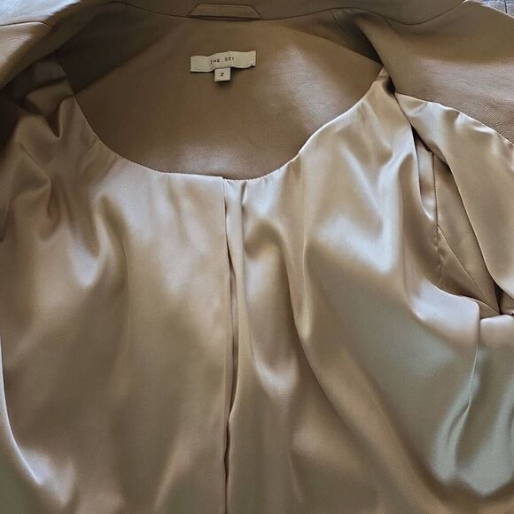 THE SEI Cropped Beige Leather Dinner Jacket, NWOT, Sz.2 - Picture 9 of 9